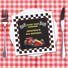 Start Your Engines! Fun Racing Driver Birthday  Serviette