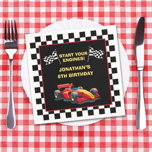 Start Your Engines! Fun Racing Driver Birthday  Serviette