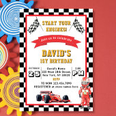 Start Your Engines Race Car 1st Birthday Party Einladung