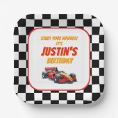Start Your Engines Race Car Birthday Pappteller (Vorderseite)