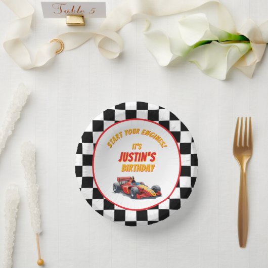 Start Your Engines Race Car Birthday Pappteller (Hochzeit)