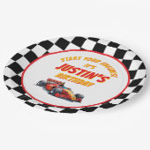 Start Your Engines Race Car Birthday Pappteller (Schrägansicht)