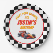 Start Your Engines Race Car Birthday Pappteller (Vorderseite)