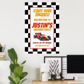 Start Your Engines Race Car Birthday Poster (Heimbüro)