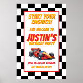 Start Your Engines Race Car Birthday Poster (Vorne)