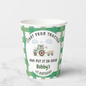 Start Your Tractor 1st Birthday Pappbecher (Rückseite)