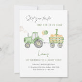 Start Your Tractor 1st Birthday Party Einladung (Vorderseite)