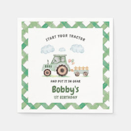 Start Your Tractor 1st Birthday Serviette