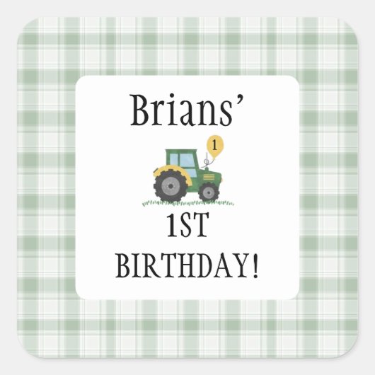 Start Your Tractor Children Birthd Square Sticker (Vorderseite)