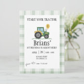 Start Your Tractor Children's Birthday Invitation Einladung (Stehend Vorderseite)