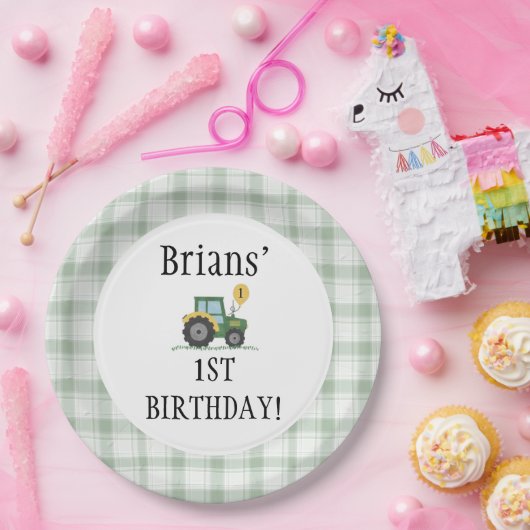 Start Your Tractor Round Paper Plate  Pappteller (Party)