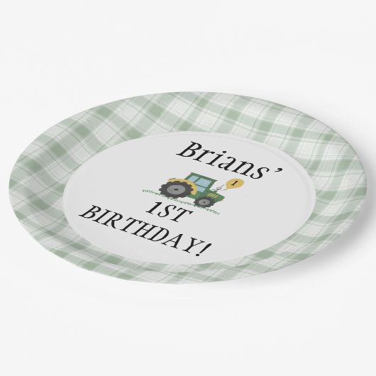 Start Your Tractor Round Paper Plate  Pappteller (Schrägansicht)