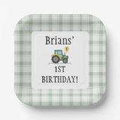 Start Your Tractor Square Paper Plate Pappteller (Vorderseite)