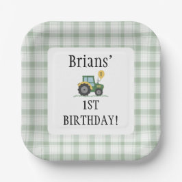 Start Your Tractor Square Paper Plate Pappteller