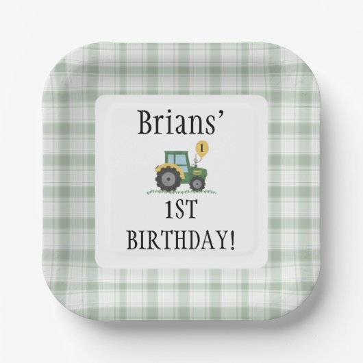 Start Your Tractor Square Paper Plate Pappteller (Vorderseite)