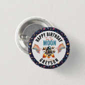 Start zum Mond 2. Geburtstag Weltraum Button (Vorne & Hinten)