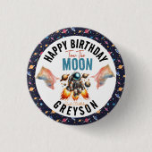 Start zum Mond 2. Geburtstag Weltraum Button (Vorderseite)