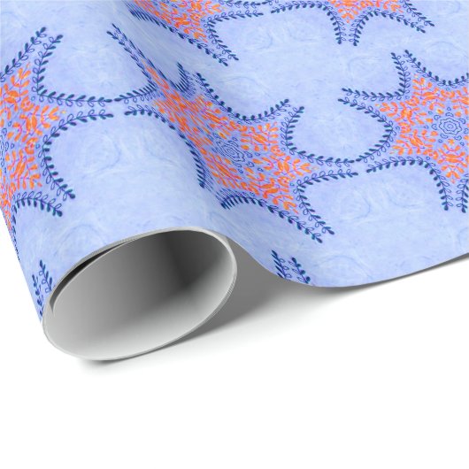 STARTEN MIT ROTEN BLUE FLORAL GESCHENKPAPIER (Rolleneckpunkt)