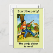 Starten Sie das Party! Der Banjo-Spieler ist hier! Postkarte (Vorne/Hinten)
