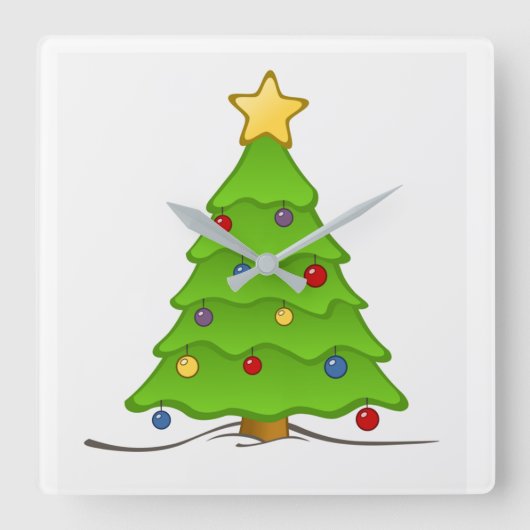 **STARTEN SIE DEN URLAUB-BAUM** SQUARE WALL-CLOCK QUADRATISCHE WANDUHR (Vorderseite)