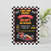 Starten Sie Ihr Motors Kindergeburtstag Party Einladung (Stehend Vorderseite)
