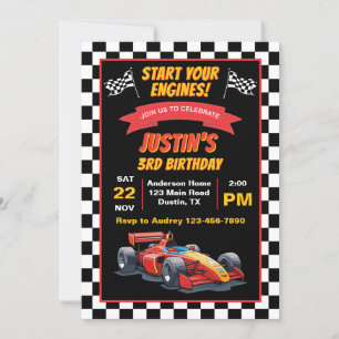 Starten Sie Ihr Motors Kindergeburtstag Party Einladung