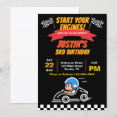 Starten Sie Ihr Motors Kindergeburtstag Party Einladung (Vorne/Hinten)