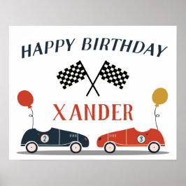 Starten Sie Ihre Motor Race Car Happy Geburtstag P Poster
