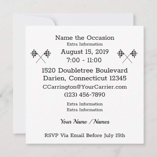 Starten Sie Ihre Motoren Einladung (Rückseite)