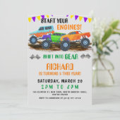 Starten Sie Ihre Motoren Funny Monster Truck Gebur Einladung (Stehend Vorderseite)