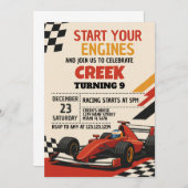 Starten Sie Ihre Motoren! Race Car Birthday Einlad Einladung (Vorne/Hinten)
