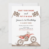 Starten Sie Ihren Motor Dirt Bike Motocross Junge Einladung (Vorderseite)