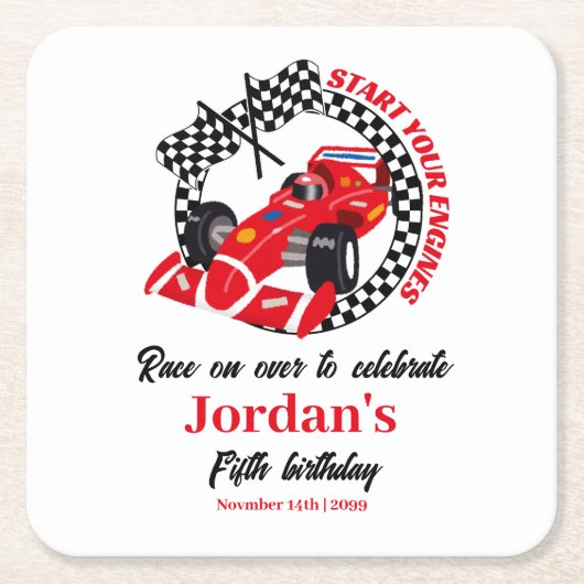 Starten Sie Ihren Motor Red Race Car jedes Alter G Rechteckiger Pappuntersetzer (Vorderseite)