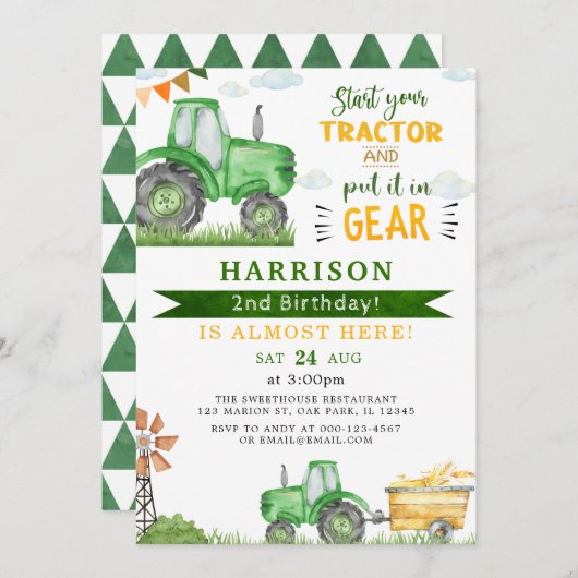 Starten Sie Ihren Traktor und legen Sie den 2. Geb Einladung (Vorne/Hinten)