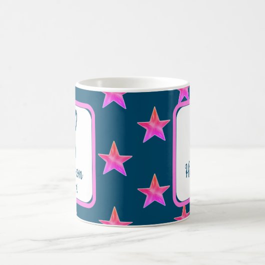 Startermonogramm Initial Pink Blue Colorful Kaffeetasse (Mittel)