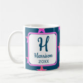 Startermonogramm Initial Pink Blue Colorful Kaffeetasse (Links)