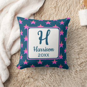 Startermonogramm Initial Pink Blue Colorful Kissen
