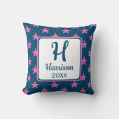 Startermonogramm Initial Pink Blue Colorful Kissen (Vorderseite)