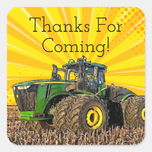 Starterparty-Ausrüstung Gelber Spaß Quadratischer Aufkleber