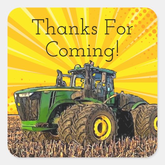 Starterparty-Ausrüstung Gelber Spaß Quadratischer Aufkleber (Vorderseite)