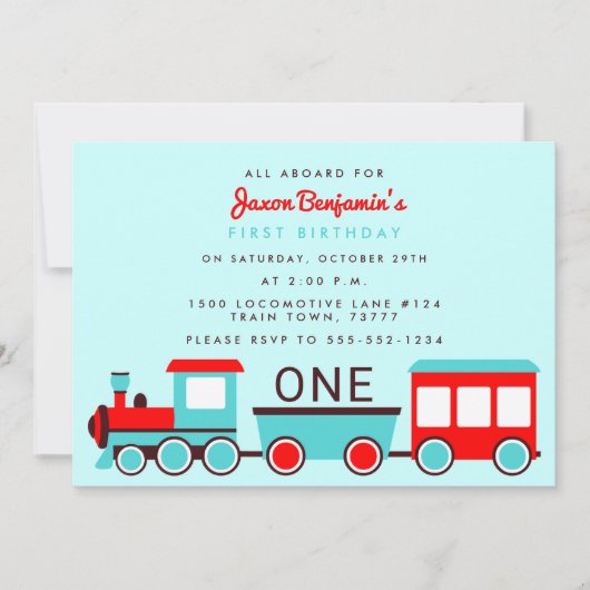 Starterparty Rot und Blau Einladung (Vorderseite)