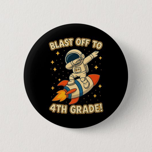Startet ab 4. Klasse Rakete Dab Weltraum Coole Sch Button (Vorderseite)
