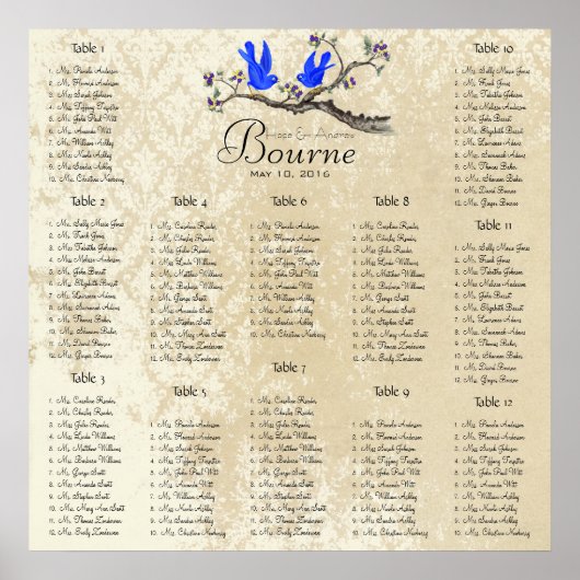 Startet bei $13.20 Seating Chart 12 Tische Poster (Vorne)