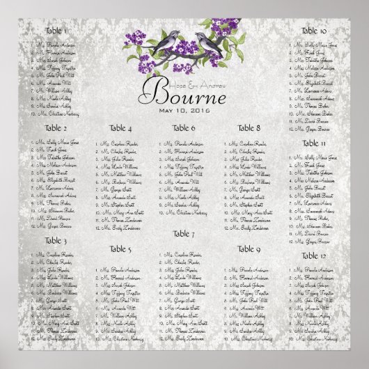 Startet bei $13.20 Seating Chart 12 Tische Poster (Vorne)