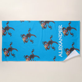 Startling Funny Gecko Lizard Light Blue Individuel Strandtuch