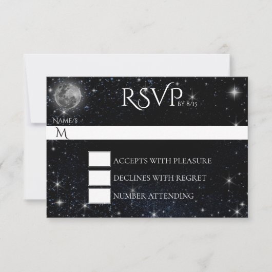 Startnacht mit Moon-RSVP-Karte RSVP Karte (Vorderseite)