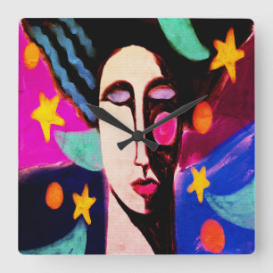 Startnight Abstrakte Kunst Quadratische Wanduhr