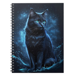 Startnight Blue Black Cat Splash Art Notizblock