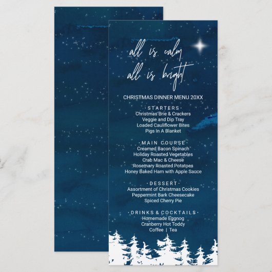 Startnight Christmas Dinner Menu Card Menükarte (Vorne/Hinten)