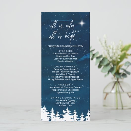 Startnight Christmas Dinner Menu Card Menükarte (Stehend Vorderseite)